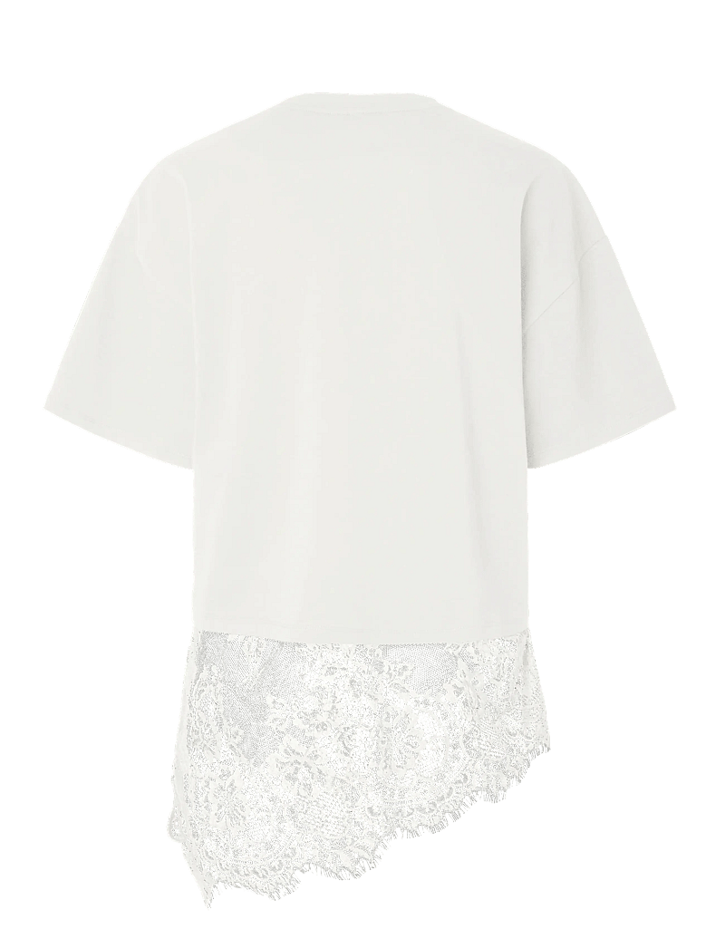 Pieces - PCMAVE SS LACE T-SHIRT JRS DM - t-shirts - cloud dancer - 2