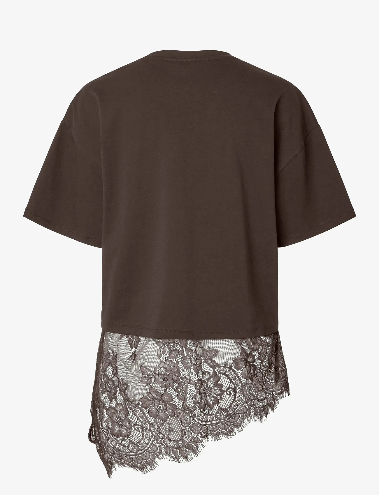 Pieces - PCMAVE SS LACE T-SHIRT JRS DM - t-shirts - hot fudge - 2