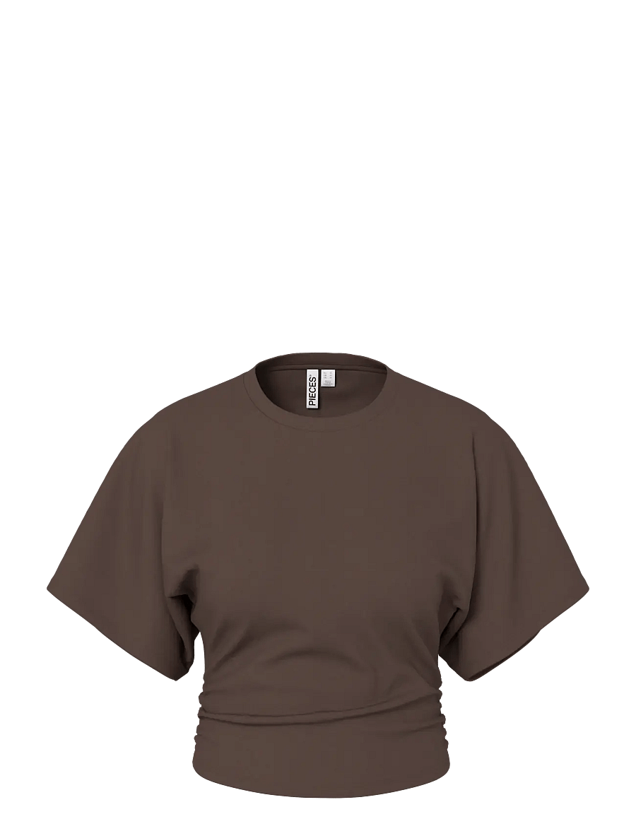 Pieces - PCALLI SS O-NECK TOP JRS DM - t-shirts - hot fudge - 1