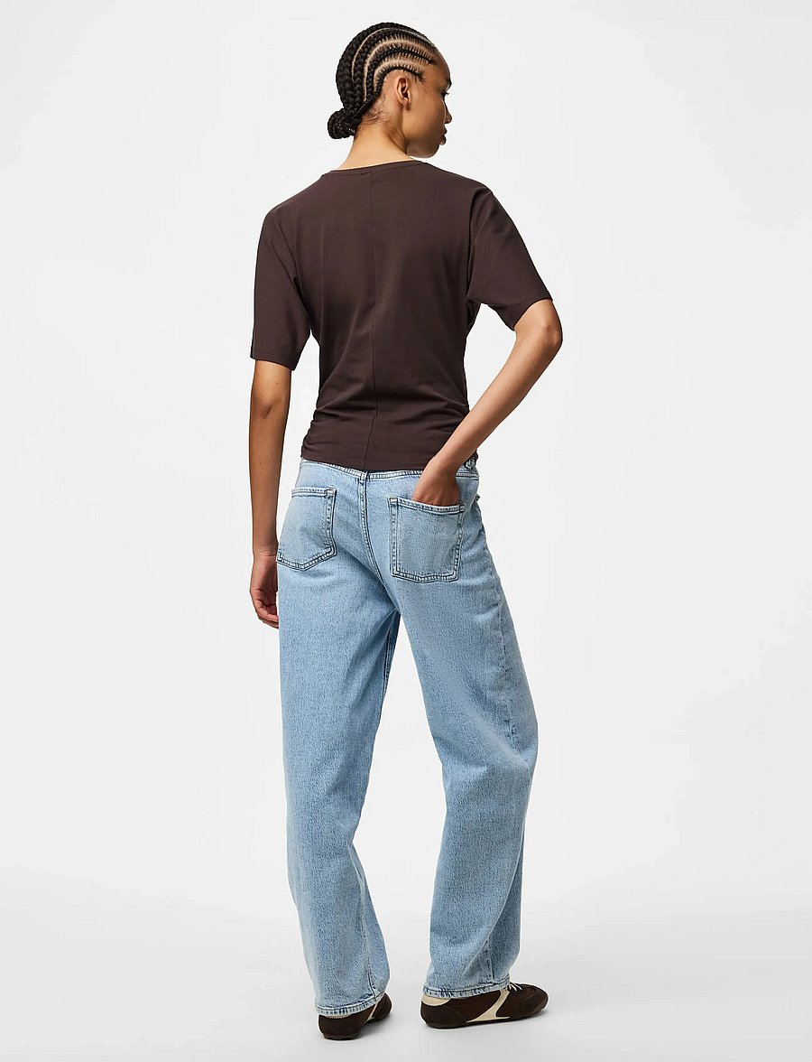 Pieces - PCALLI SS O-NECK TOP JRS DM - t-shirts - hot fudge - 3
