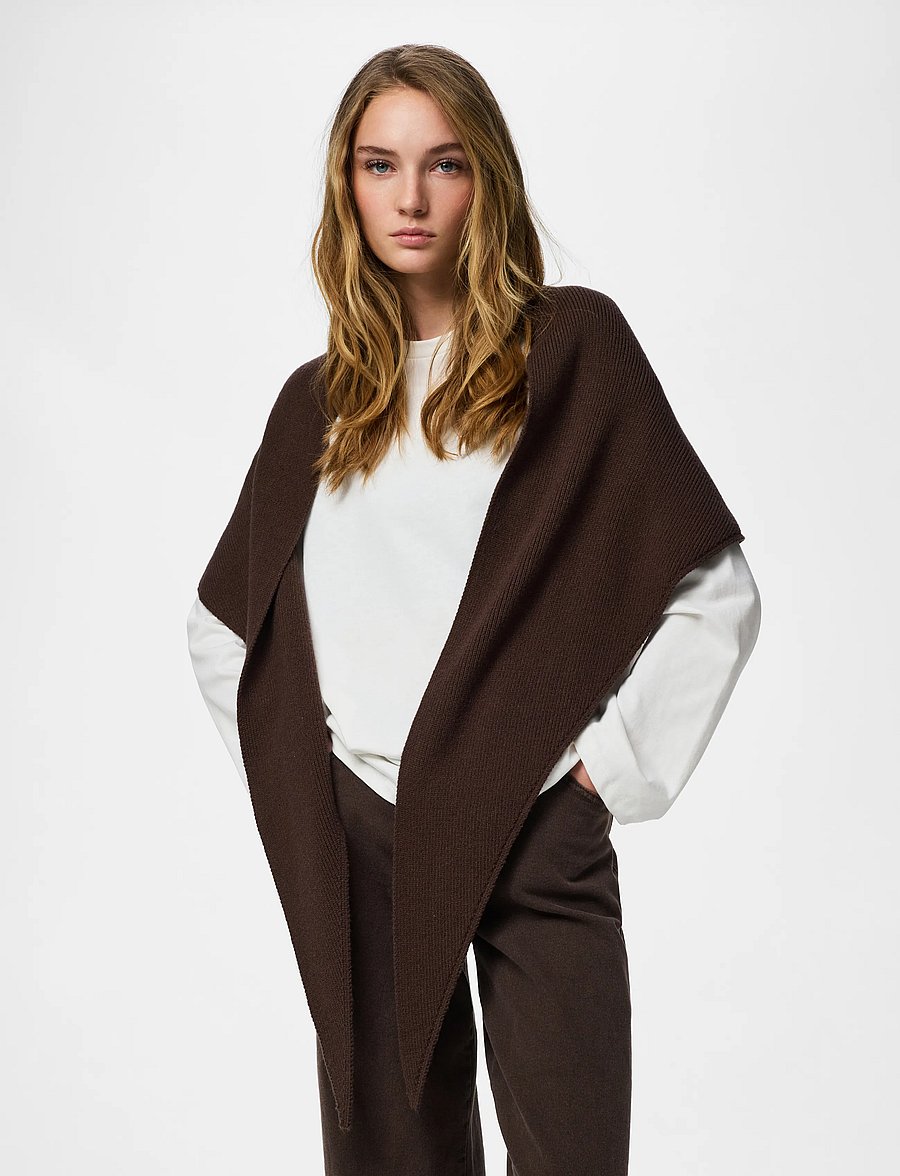 Pieces - PCKOMMA RIB BIG TRIANGLE SCARF NOOS BC - hot fudge - 0