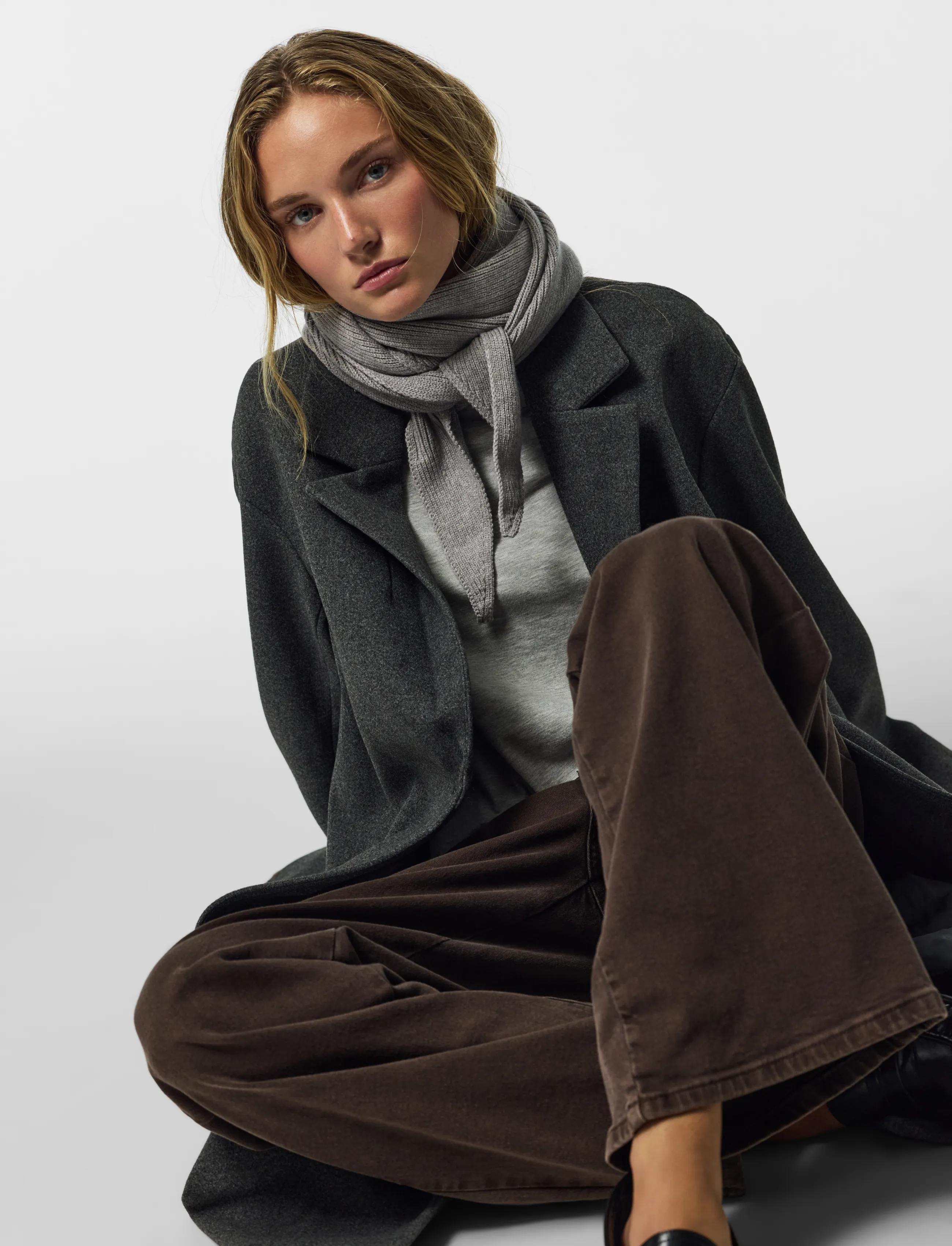 Pieces - PCKOMMA RIB BIG TRIANGLE SCARF NOOS BC - medium grey melange - 3
