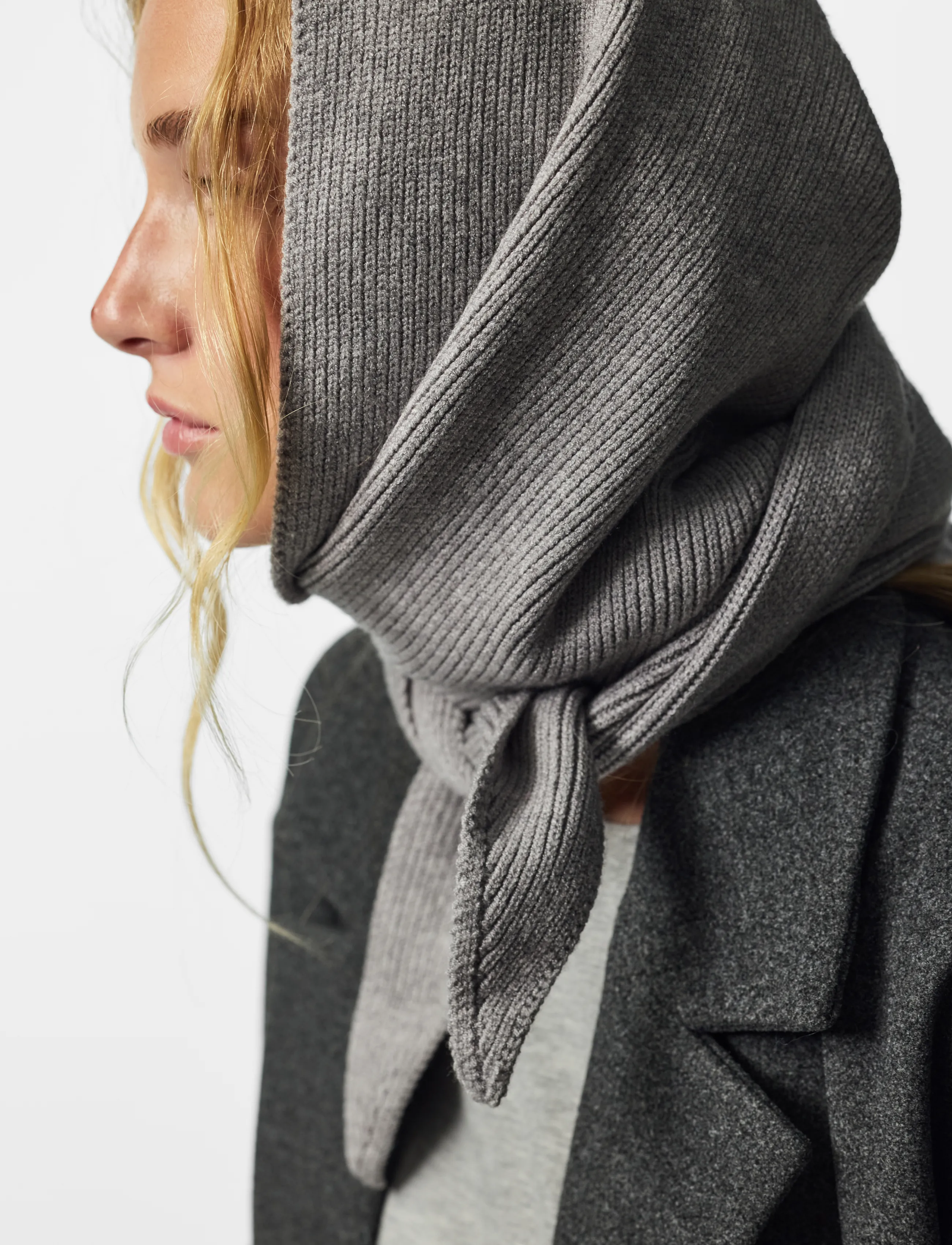 Pieces - PCKOMMA RIB BIG TRIANGLE SCARF NOOS BC - medium grey melange - 3