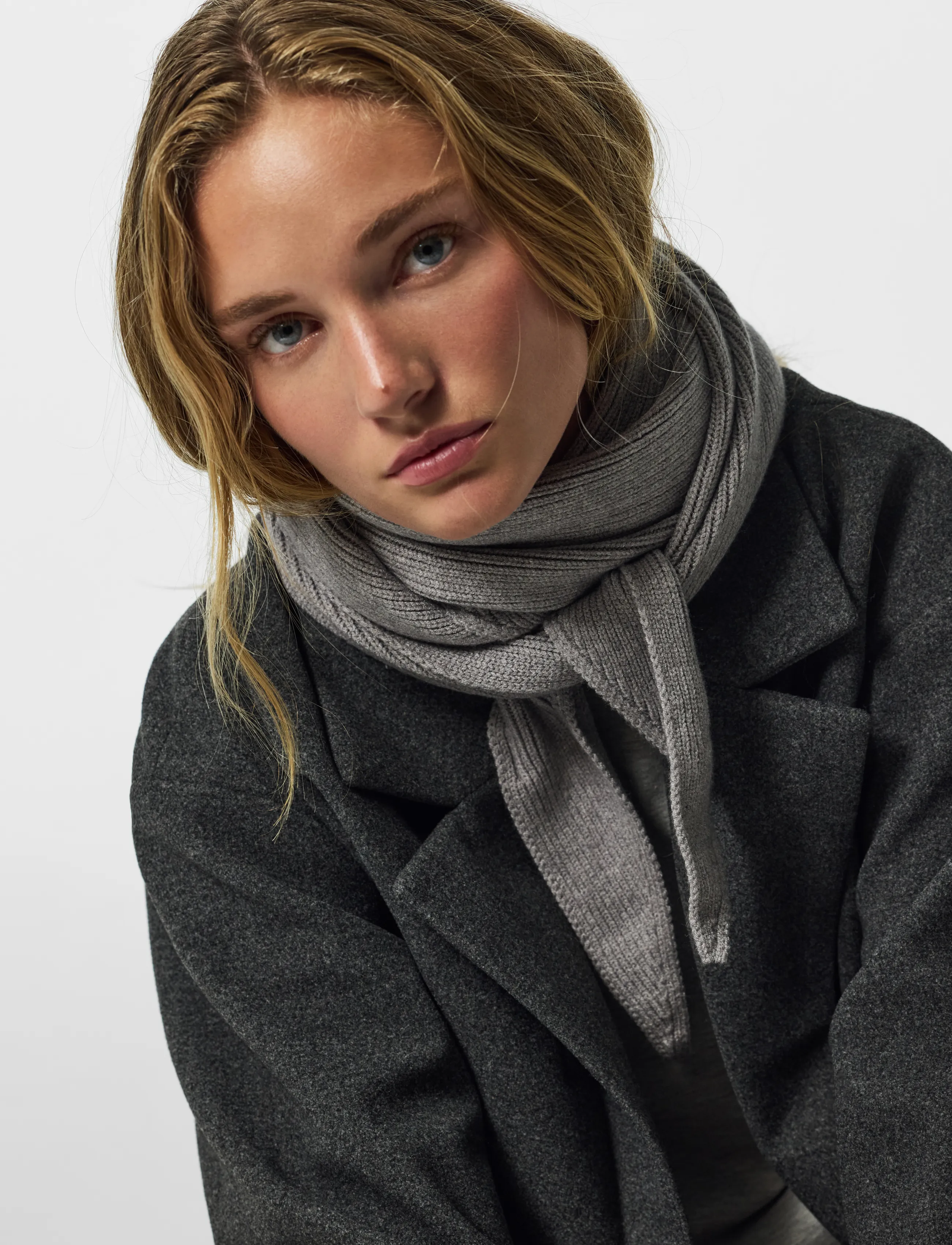 Pieces - PCKOMMA RIB BIG TRIANGLE SCARF NOOS BC - medium grey melange - 4