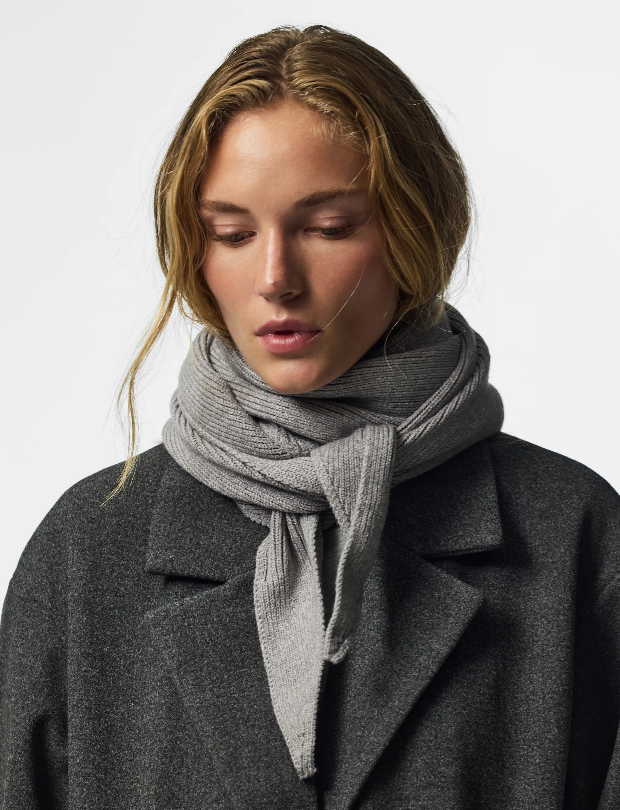 Pieces - PCKOMMA RIB BIG TRIANGLE SCARF NOOS BC - medium grey melange - 4