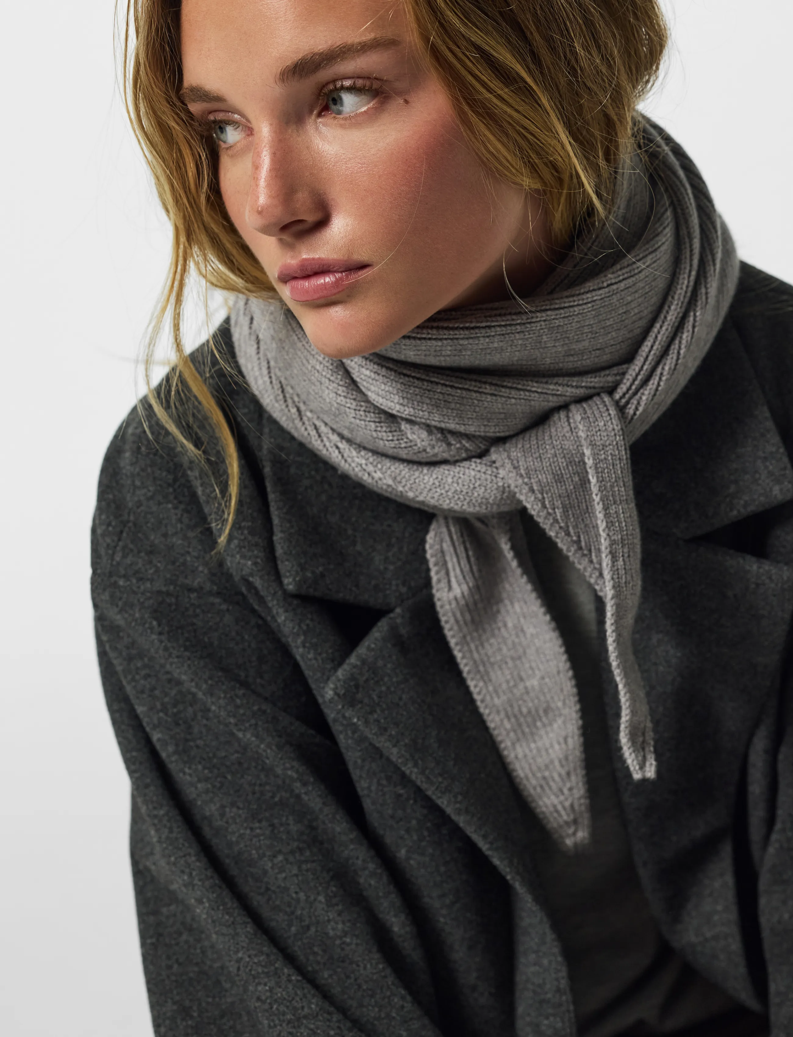 Pieces - PCKOMMA RIB BIG TRIANGLE SCARF NOOS BC - medium grey melange - 5