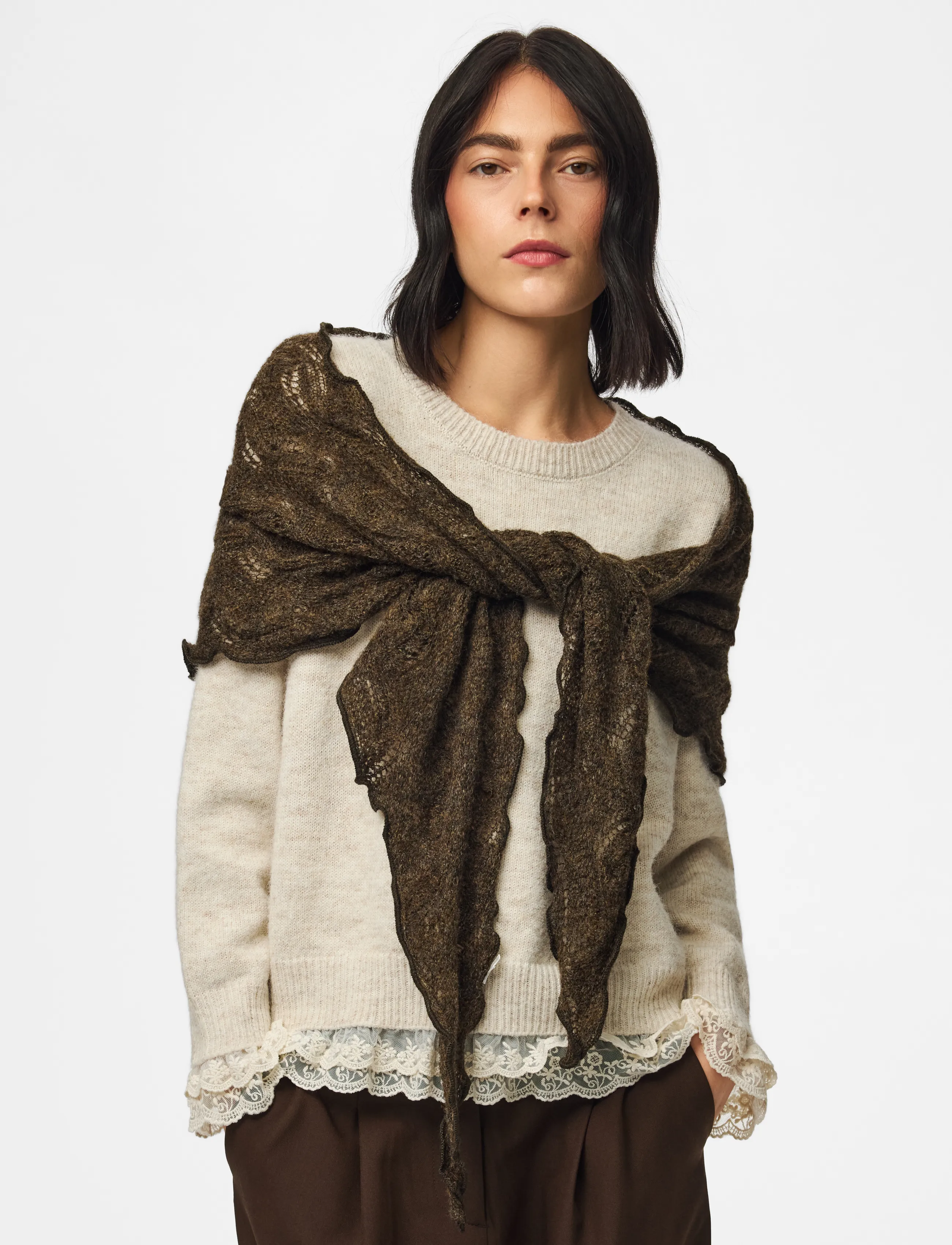 Pieces - PCESTELLE TRIANGLE SCARF BC - winterschals - morel - 0
