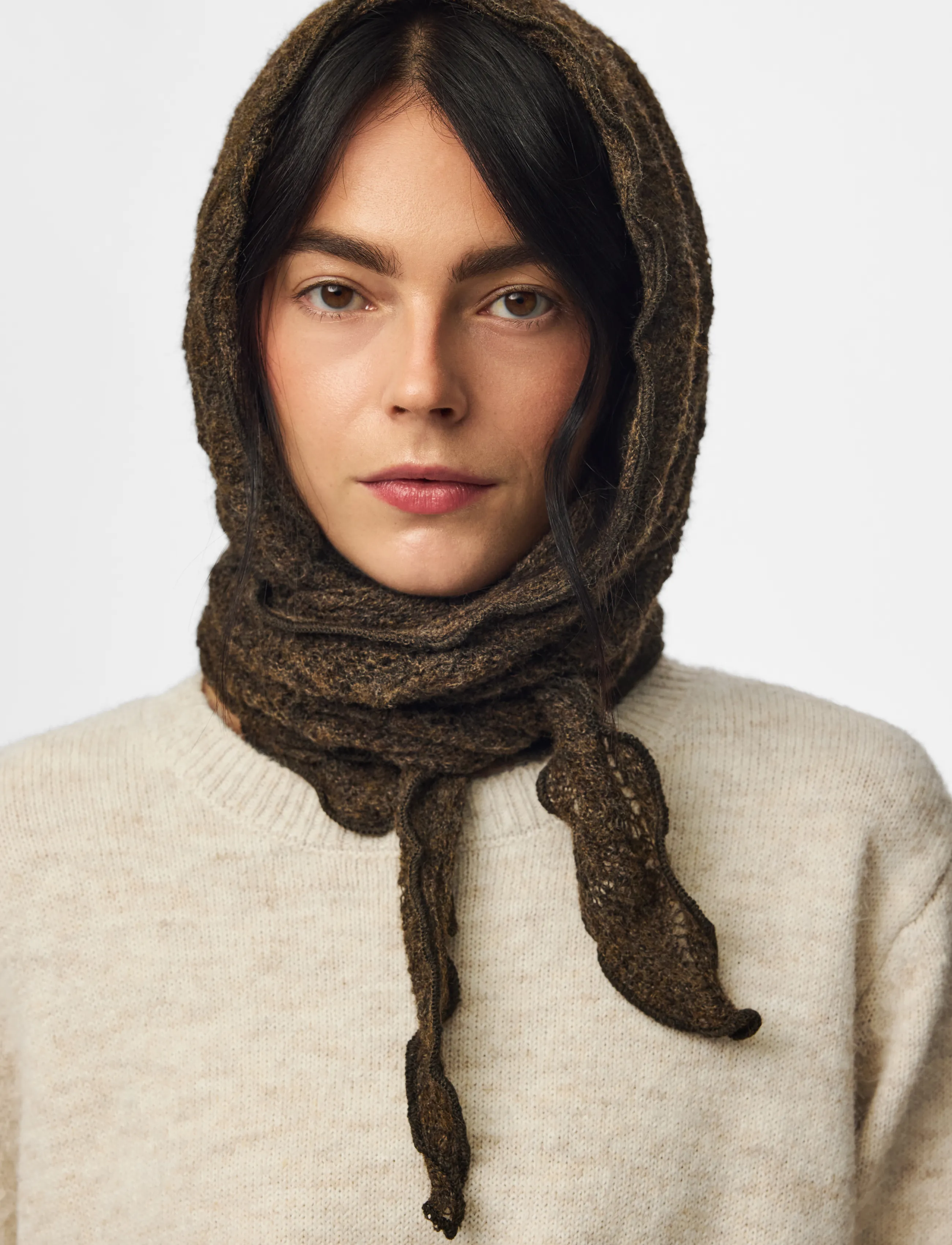 Pieces - PCESTELLE TRIANGLE SCARF BC - winter scarves - morel - 3