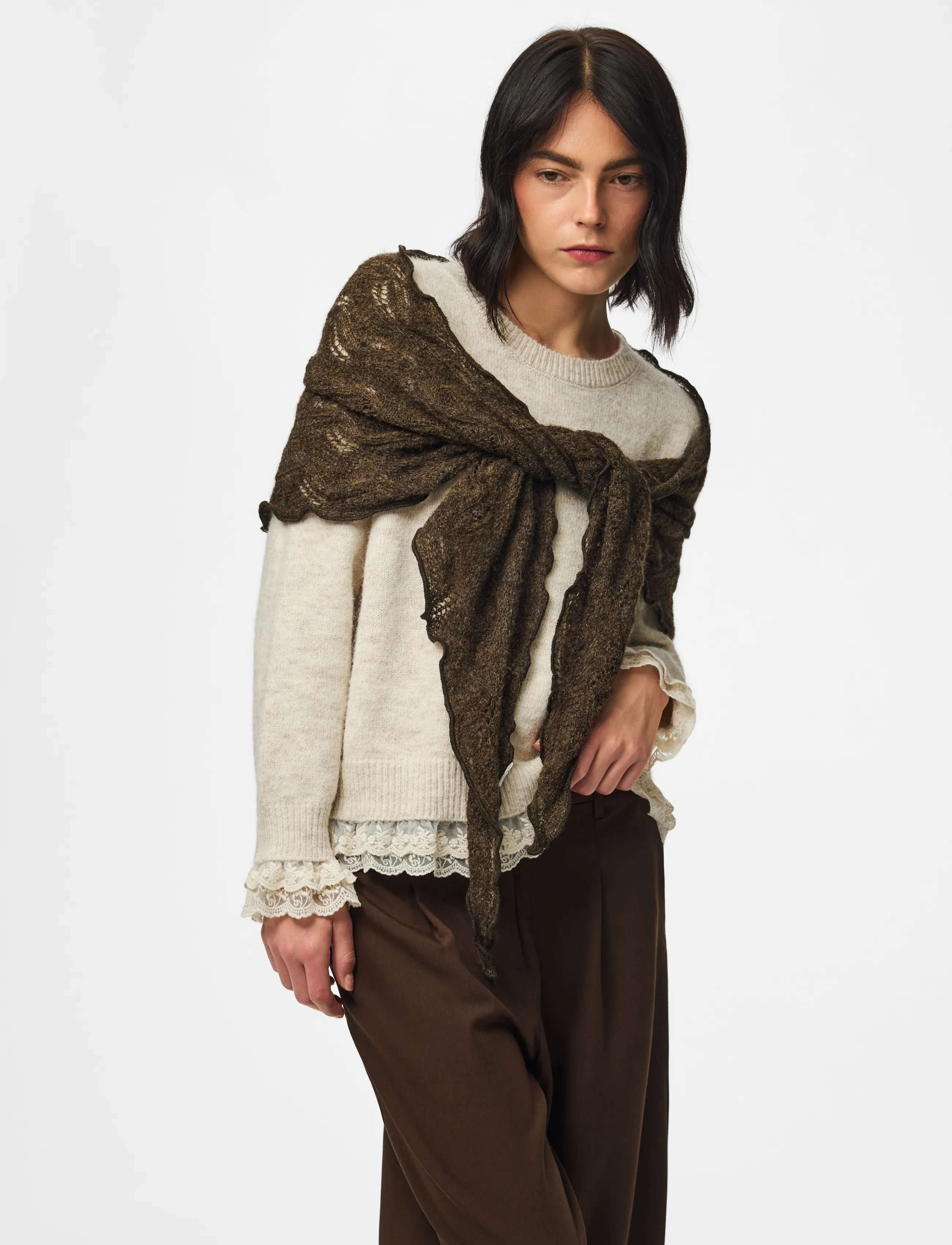 Pieces - PCESTELLE TRIANGLE SCARF BC - winterschals - morel - 4