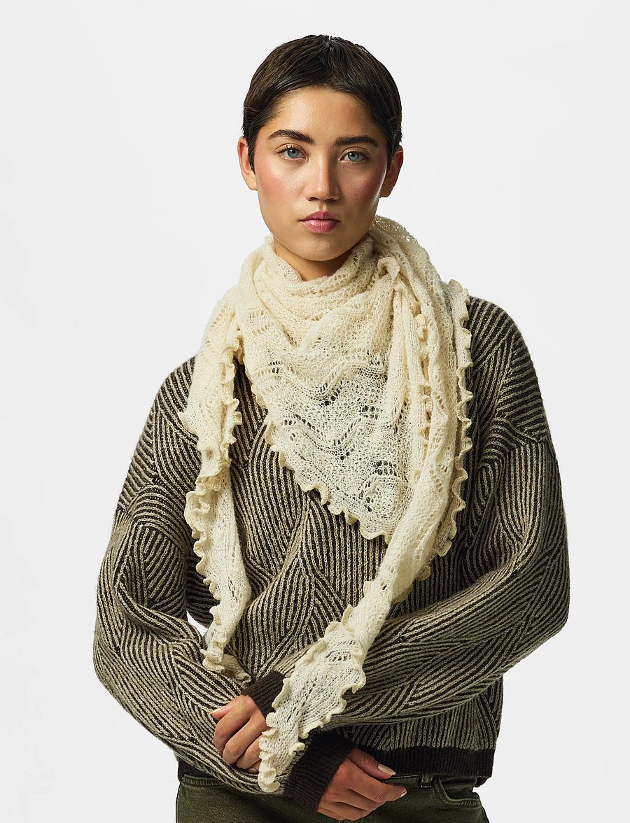 Pieces - PCESTELLE TRIANGLE SCARF BC - talvesallid - whitecap gray - 0