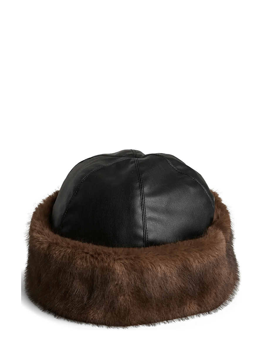 Pieces - PCJUTLANDIA WB PU HAT BC - mütsid - ganache - 1