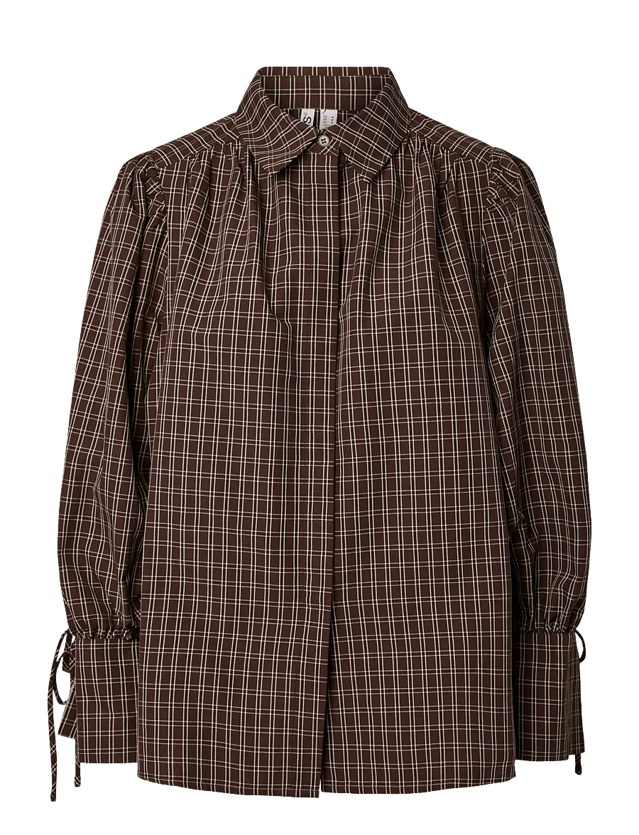 Pieces - PCMAYA JUNE LS PLEATED DETAIL SHIRT WVN - langärmlige hemden - hot fudge - 0