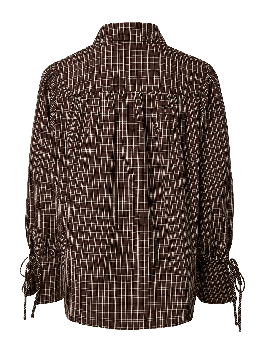 Pieces - PCMAYA JUNE LS PLEATED DETAIL SHIRT WVN - langärmlige hemden - hot fudge - 1