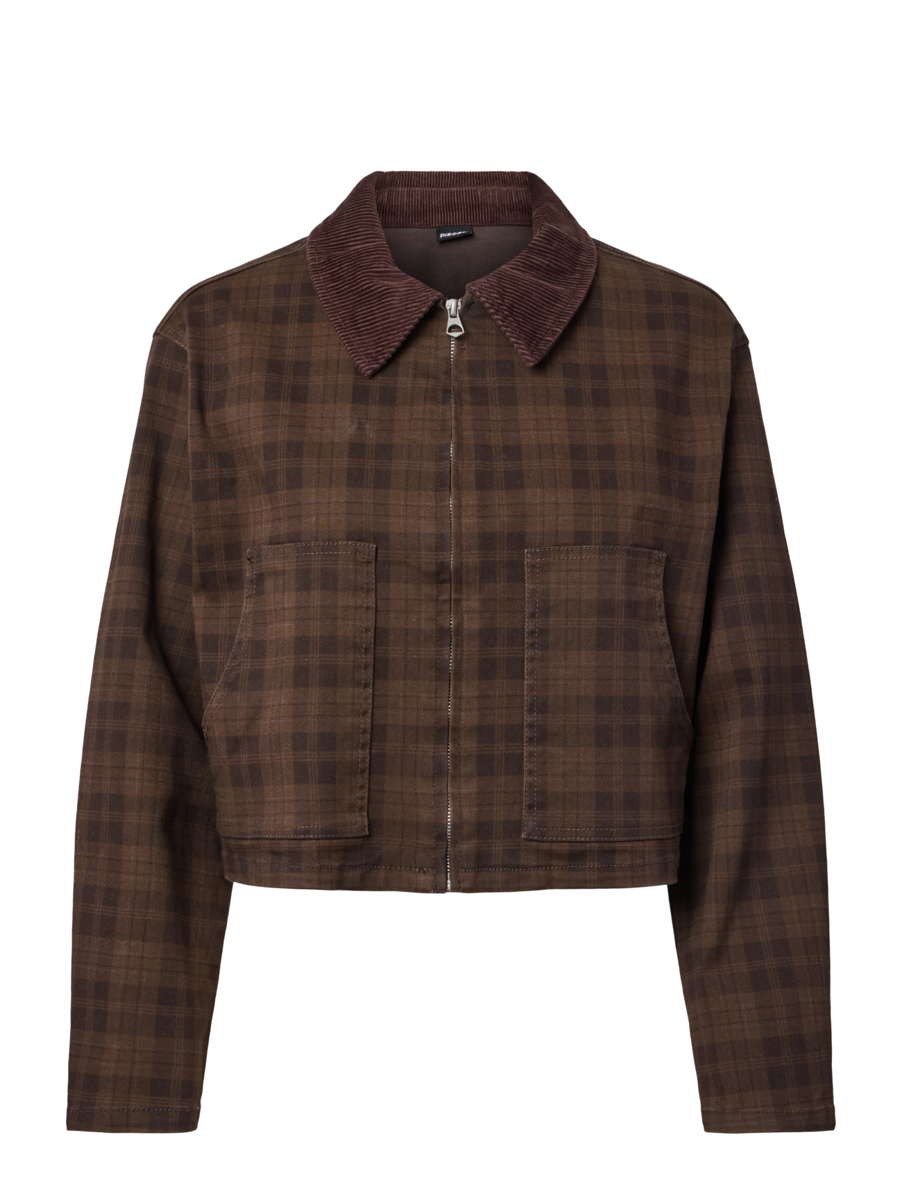 Pieces - PCVERA SHORT CHECK JACKET DNM - vårjackor - mulch - 1