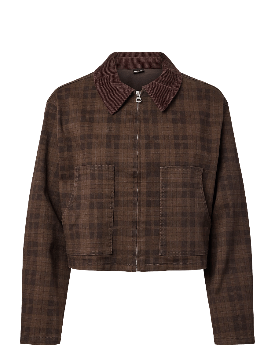 Pieces - PCVERA SHORT CHECK JACKET DNM - vårjackor - mulch - 1