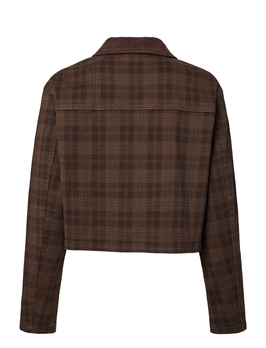 Pieces - PCVERA SHORT CHECK JACKET DNM - vårjackor - mulch - 2