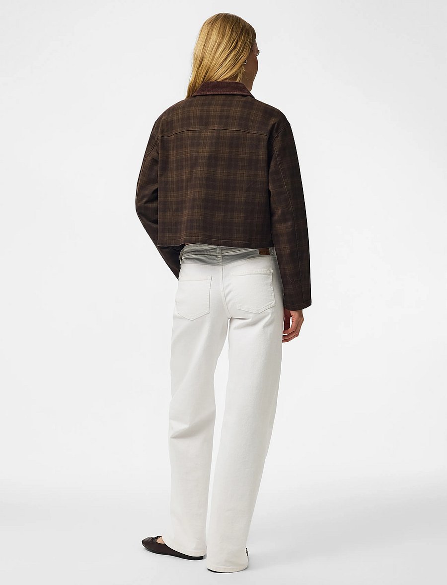 Pieces - PCVERA SHORT CHECK JACKET DNM - vårjackor - mulch - 3