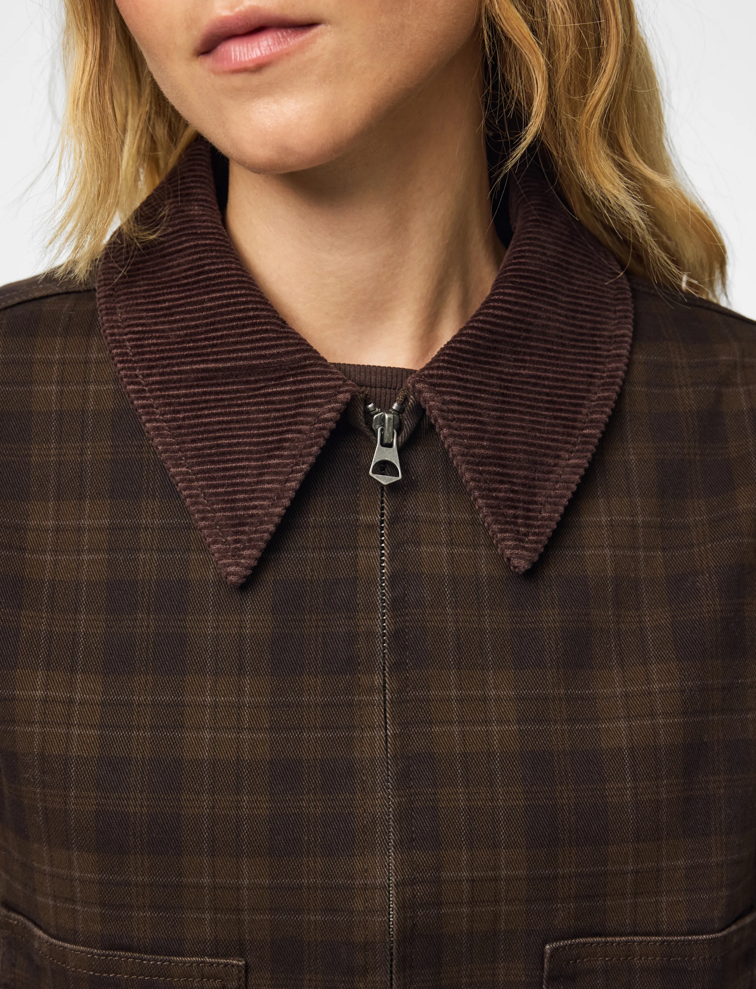 Pieces - PCVERA SHORT CHECK JACKET DNM - vårjackor - mulch - 5