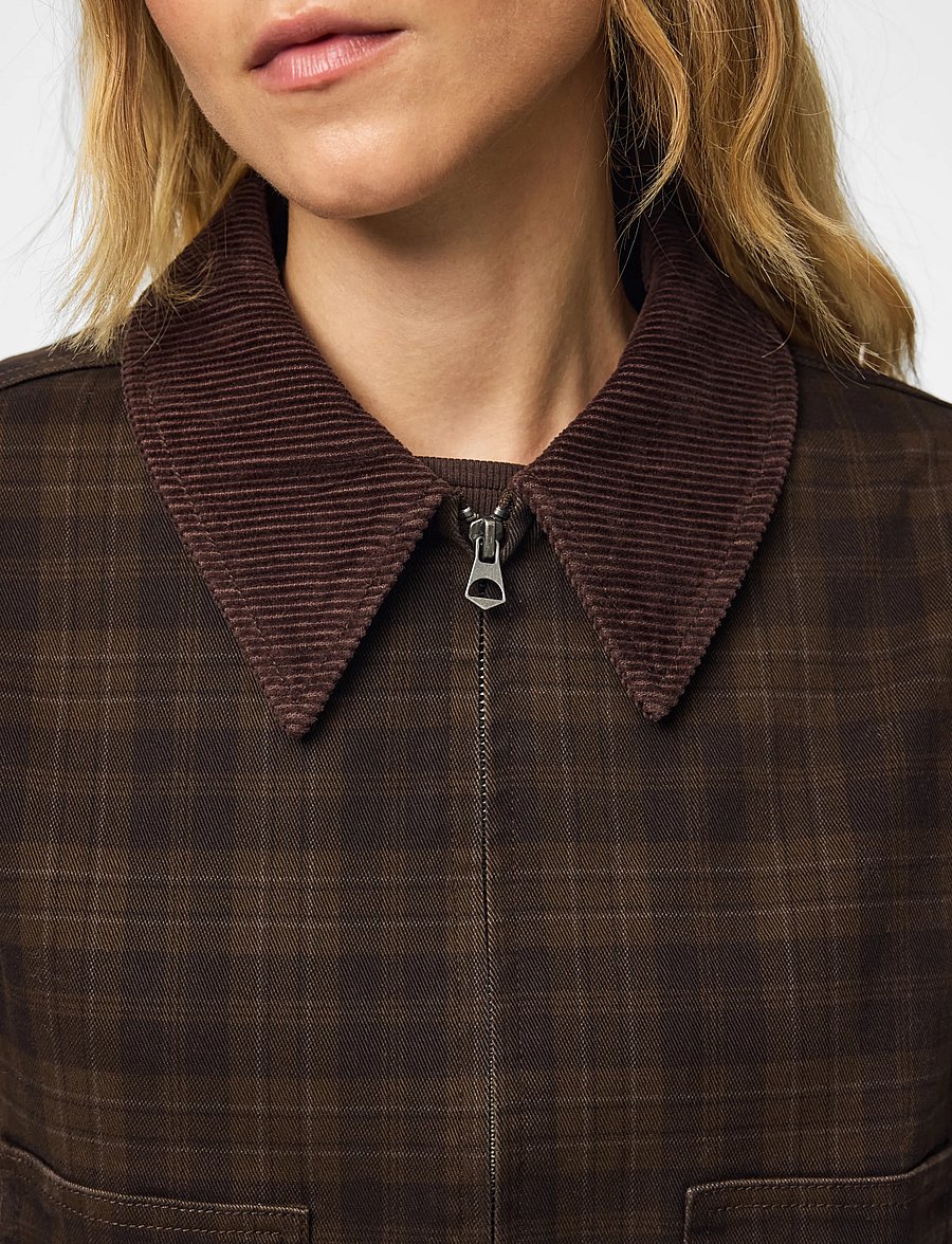 Pieces - PCVERA SHORT CHECK JACKET DNM - vårjackor - mulch - 5