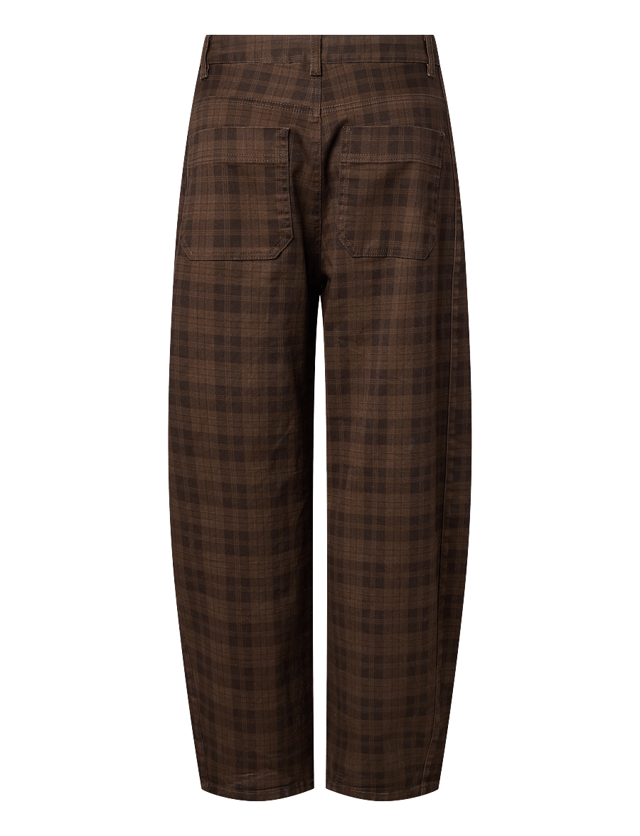Pieces - PCVERA MW BARREL CHECK JEANS DNM - barrel jeans - mulch - 2