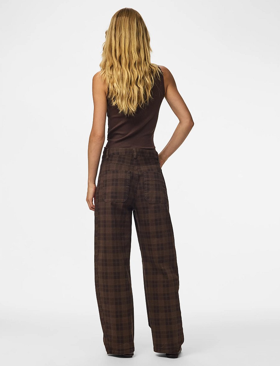 Pieces - PCVERA MW BARREL CHECK JEANS DNM - barrel jeans - mulch - 3