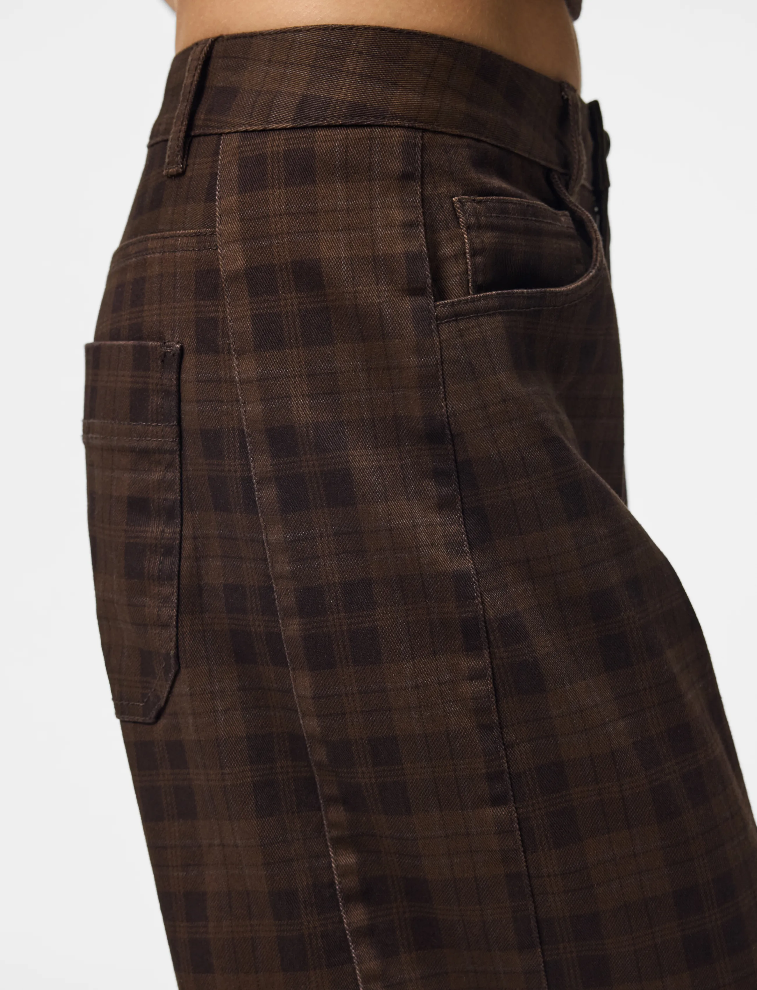 Pieces - PCVERA MW BARREL CHECK JEANS DNM - barrel jeans - mulch - 5