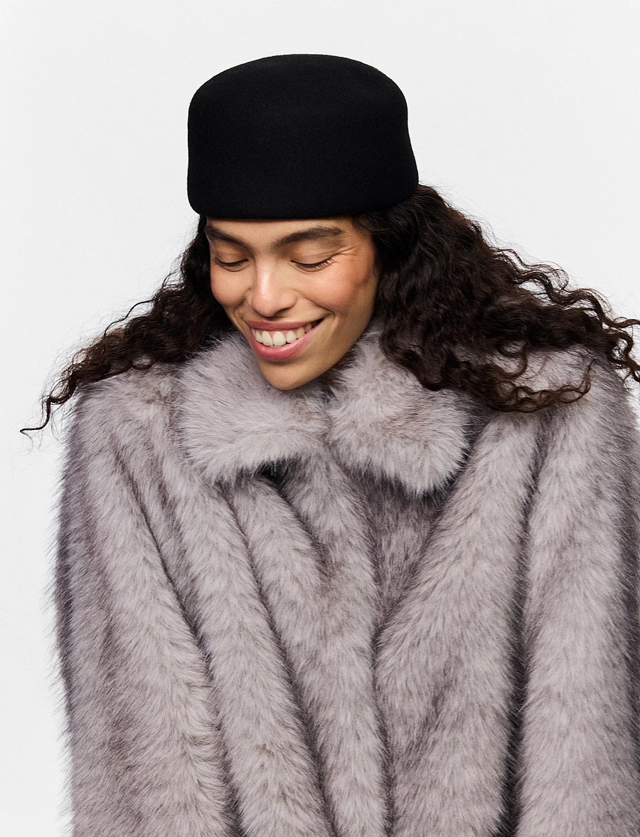 Pieces - PCVIOLA PILLBOX WOOL HAT BC - hats - black - 0