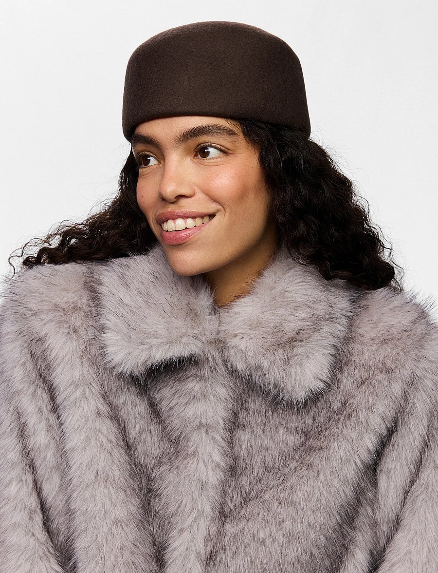Pieces - PCVIOLA PILLBOX WOOL HAT BC - hüte - hot fudge - 0
