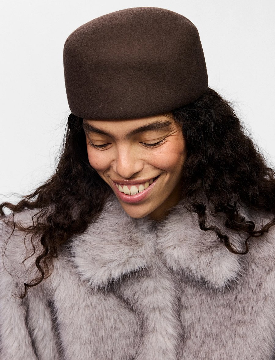Pieces - PCVIOLA PILLBOX WOOL HAT BC - hüte - hot fudge - 3