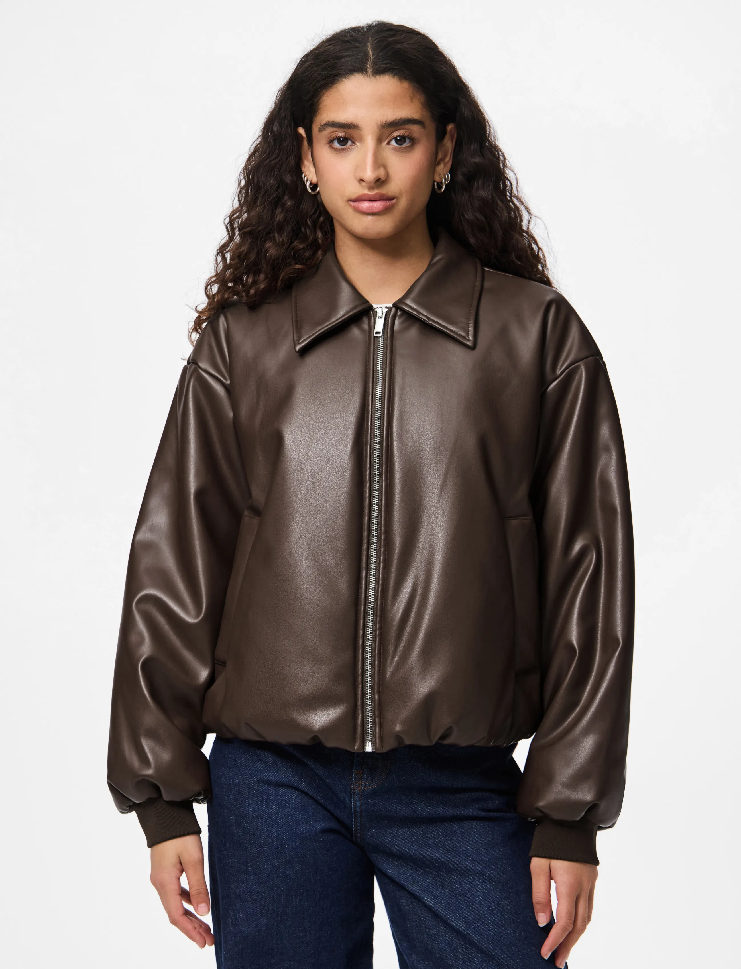 Pieces PCLARA PADDED COATED BOMBER JACKET WB BC - Kleidung - HOT FUDGE / brown