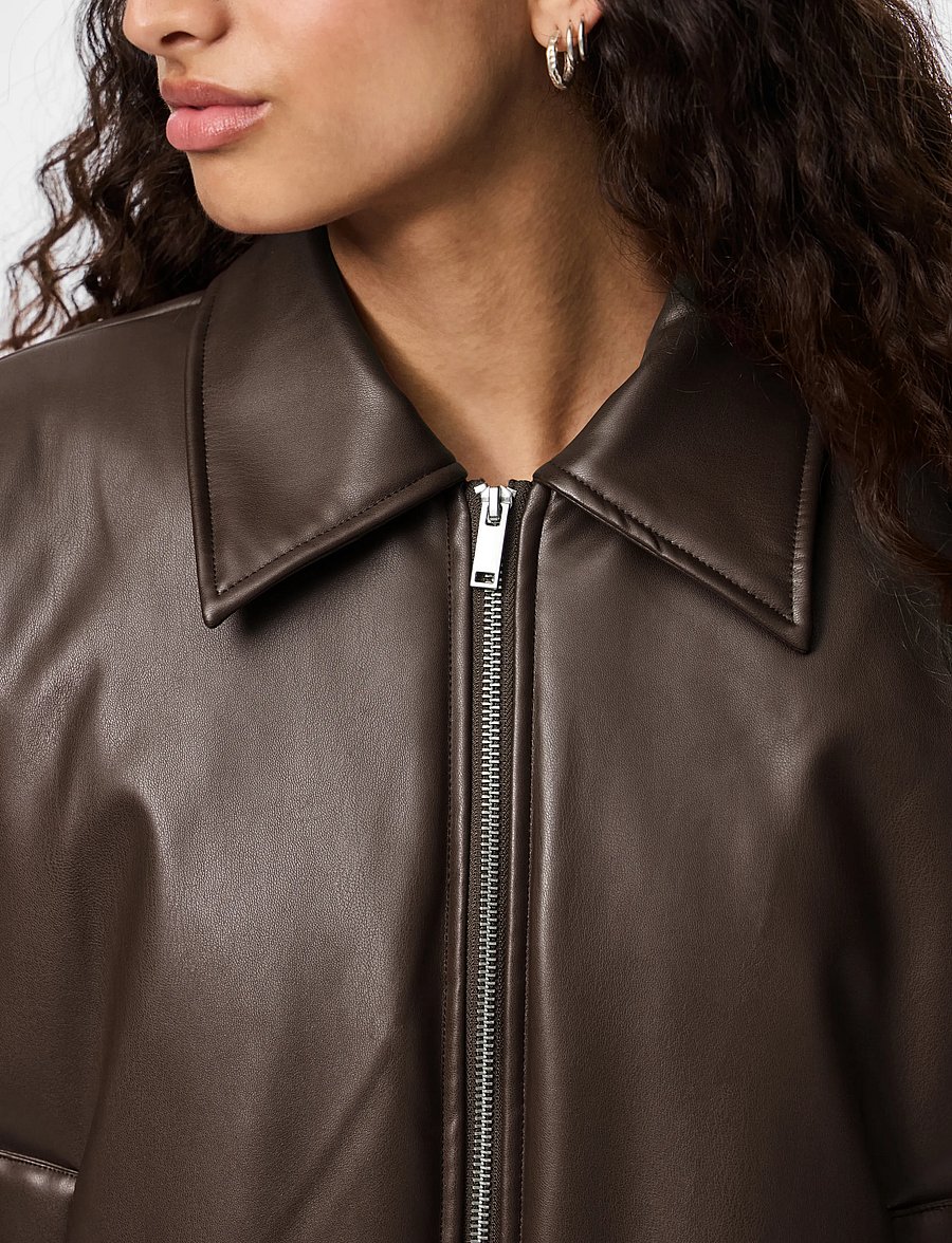 Pieces - PCLARA PADDED COATED BOMBER JACKET WB BC - hot fudge - 5