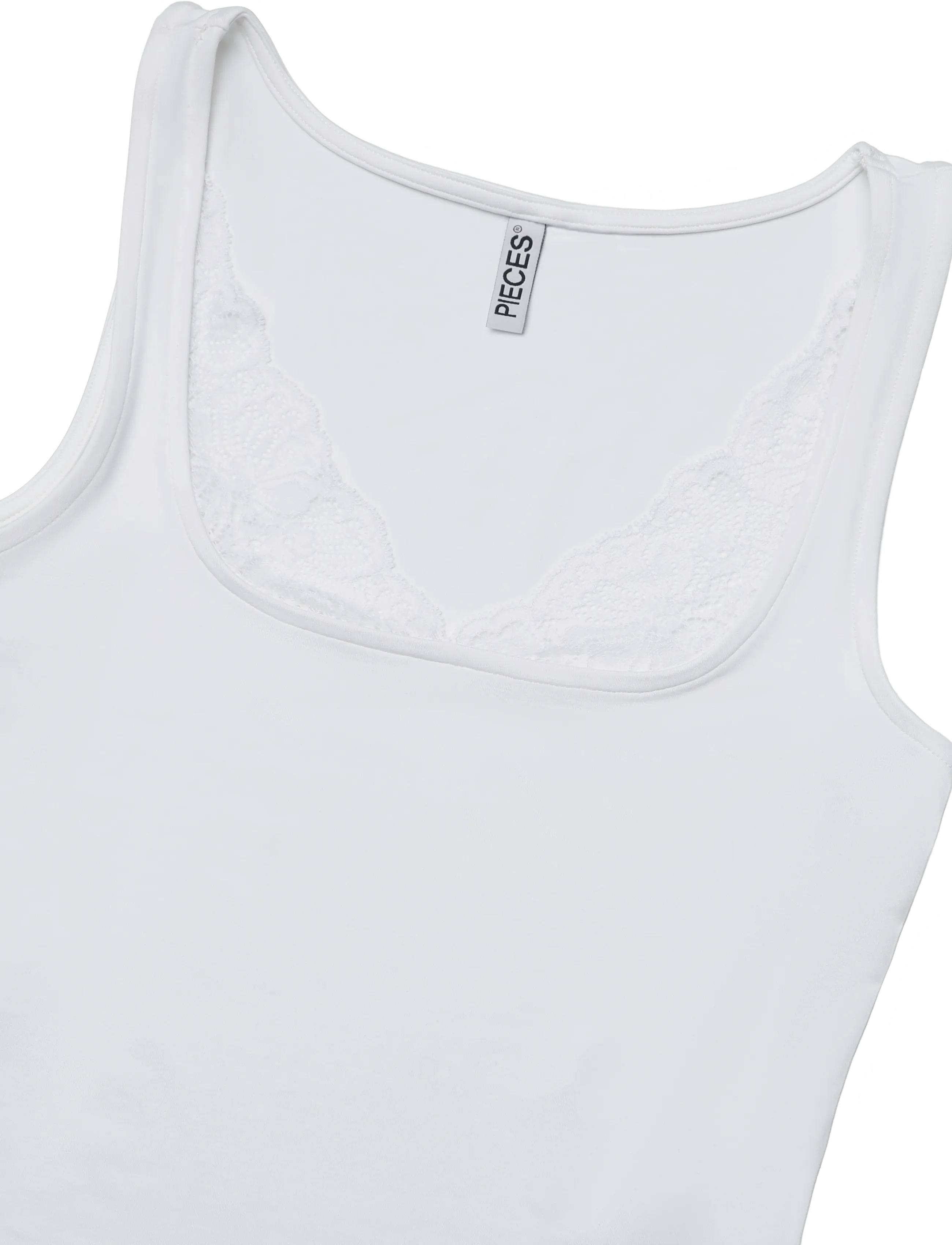Pieces - PCAMANDA SL LACE DETAIL TANK TOP JRS D2D - tanktops - bright white - 2