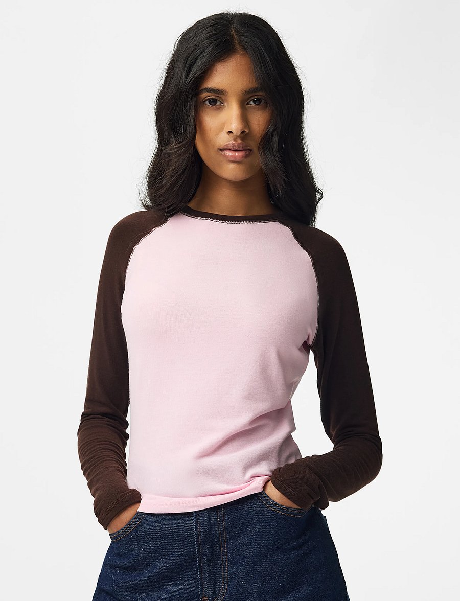 Pieces - PCANNALINA LS O-NECK TOP JRS D2D - långärmade toppar - roseate spoonbill - 0