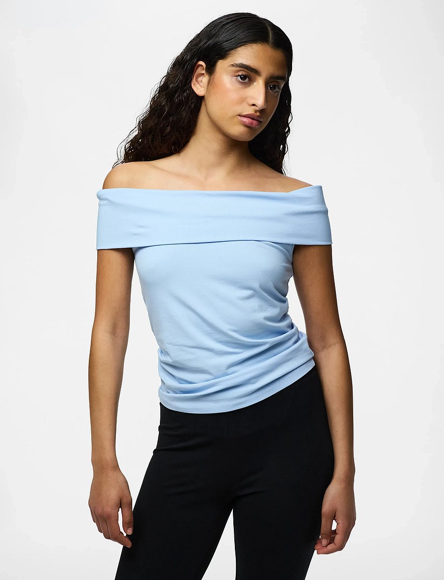 Pieces - PCGEORGINA OFF SHOULDER TOP JRS D2D - cashmere blue - 0