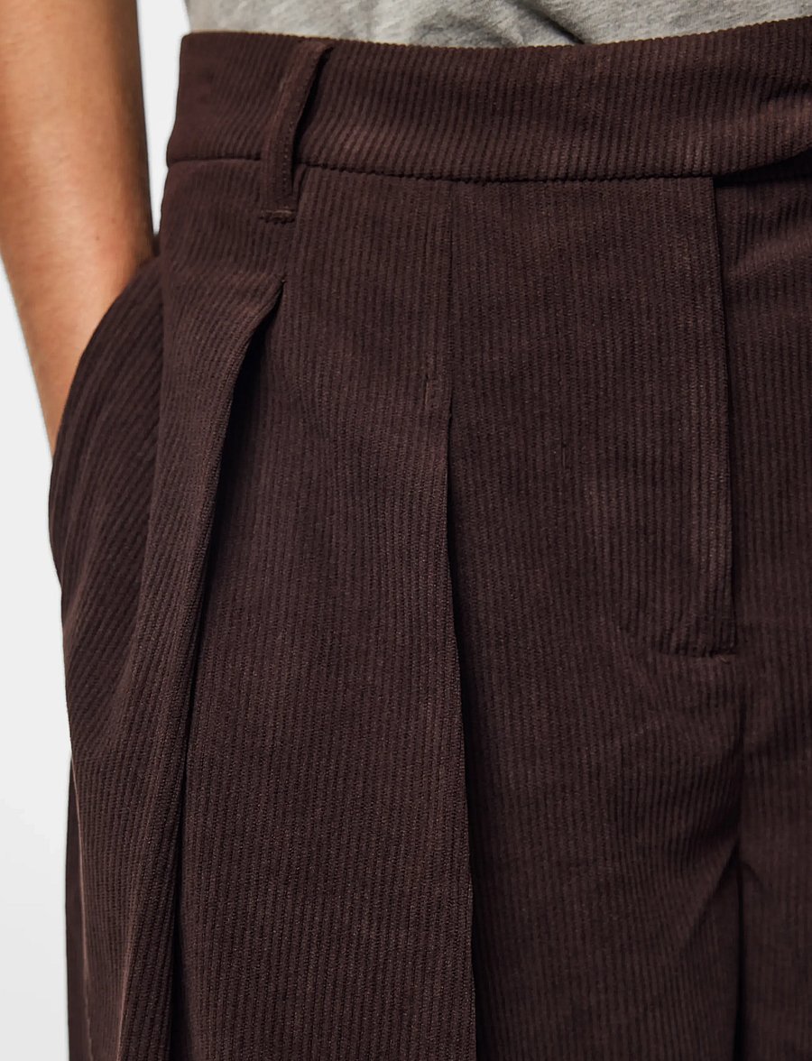 Pieces - PCABBA BARREL CORDUROY PANTS D2D - chocolate plum - 5