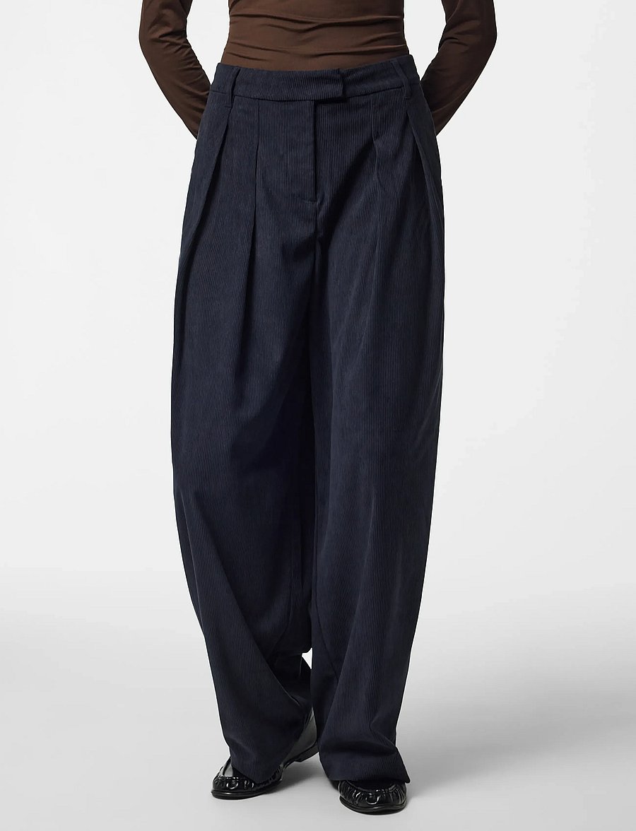 Pieces - PCABBA BARREL CORDUROY PANTS D2D - night sky - 0