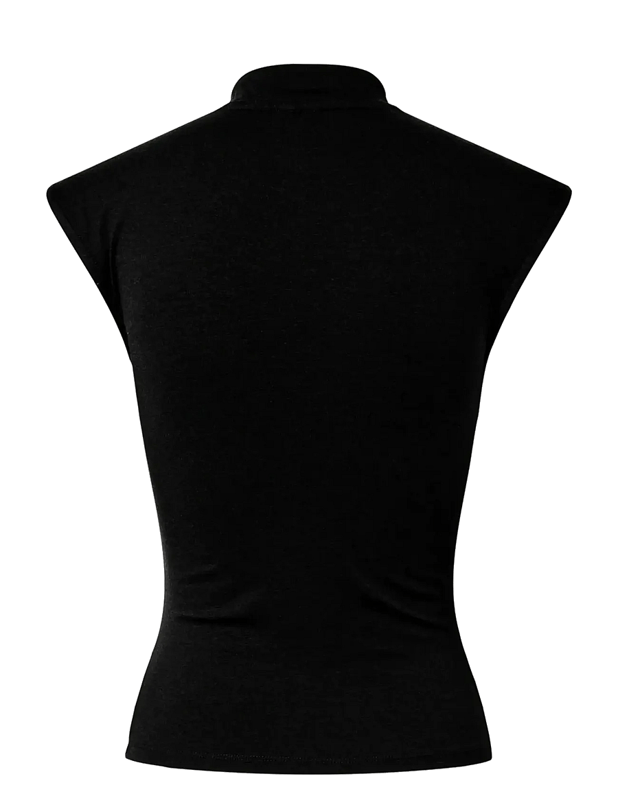 Pieces - PCJASMIN SS BUTTON DETAIL TOP JRS D2D - black - 2