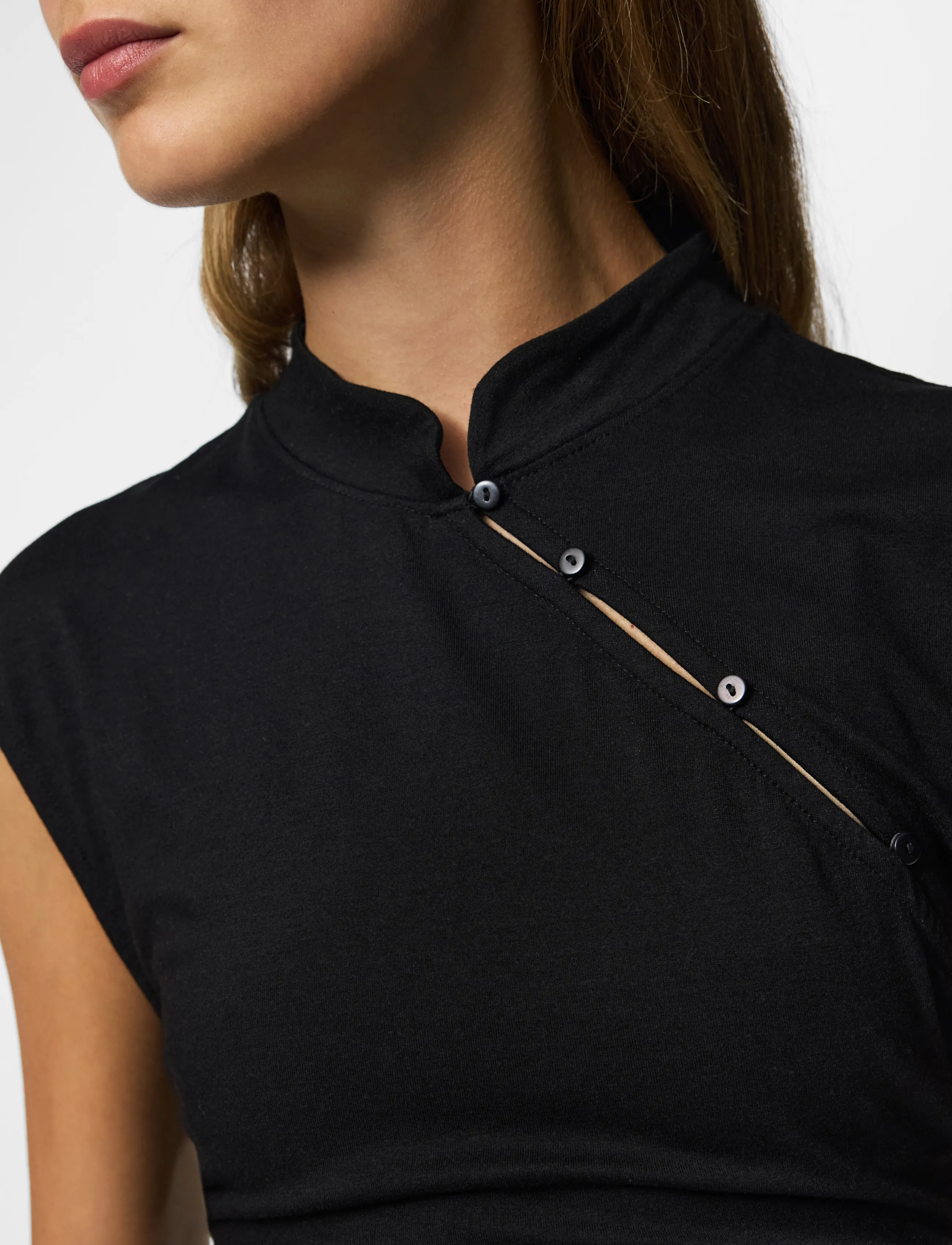 Pieces - PCJASMIN SS BUTTON DETAIL TOP JRS D2D - black - 5