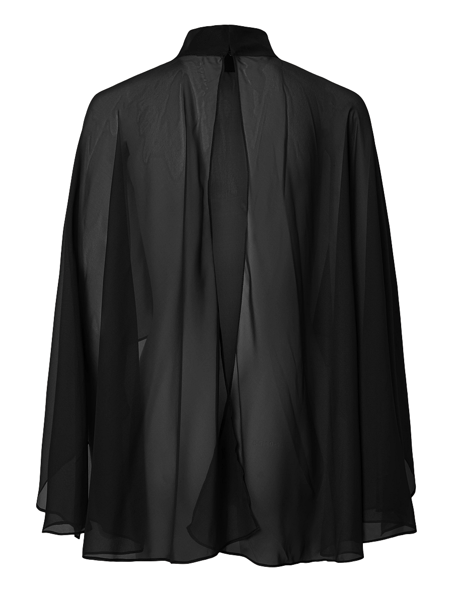 Pieces - PCABIA HIGH NECK CAPE WVN D2D - langärmelige blusen - black - 1