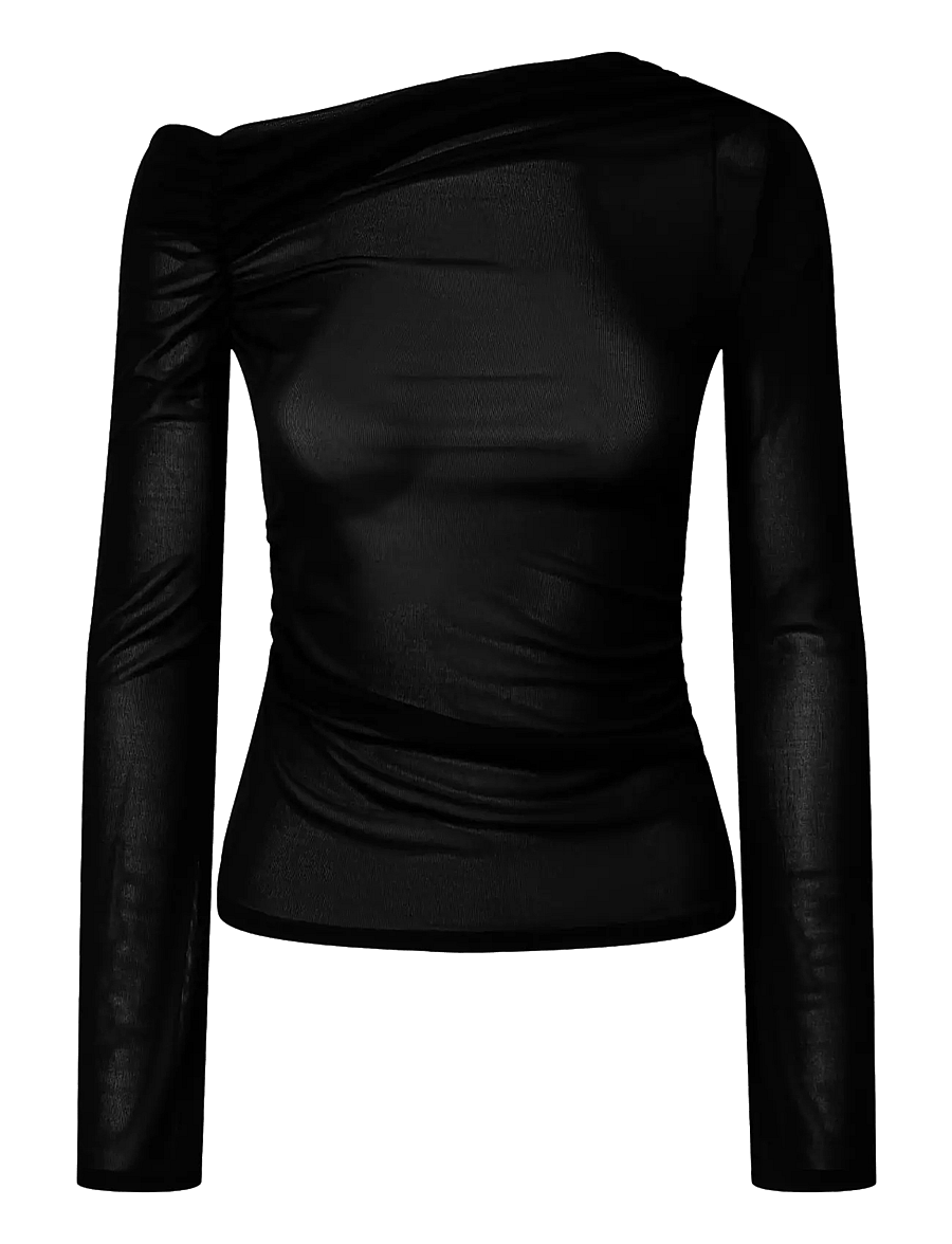 Pieces - PCALVILDA ONE SHOULDER TOP JRS D2D - langærmede bluser - black - 1