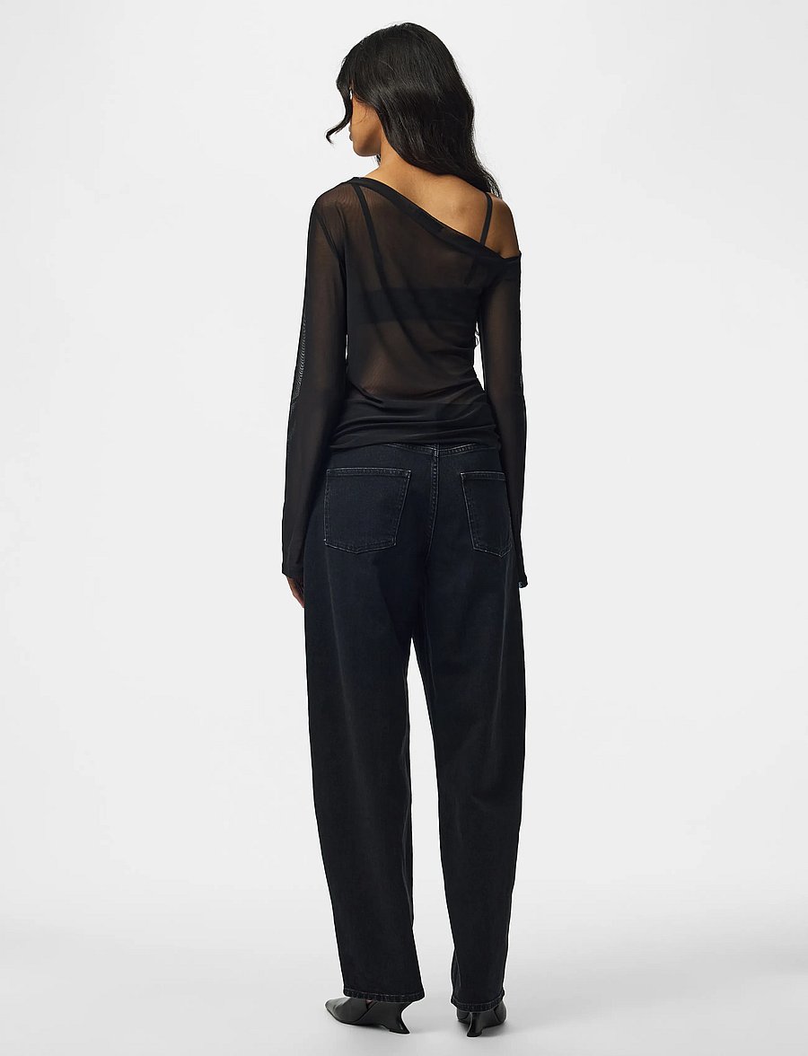 Pieces - PCALVILDA ONE SHOULDER TOP JRS D2D - langærmede bluser - black - 3