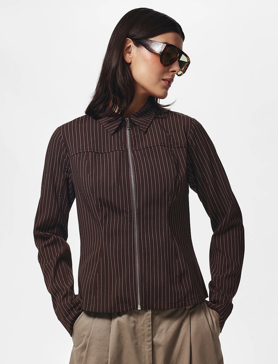 Pieces - PCANJA LS ZIP SHIRT WVN D2D - delicioso - 0
