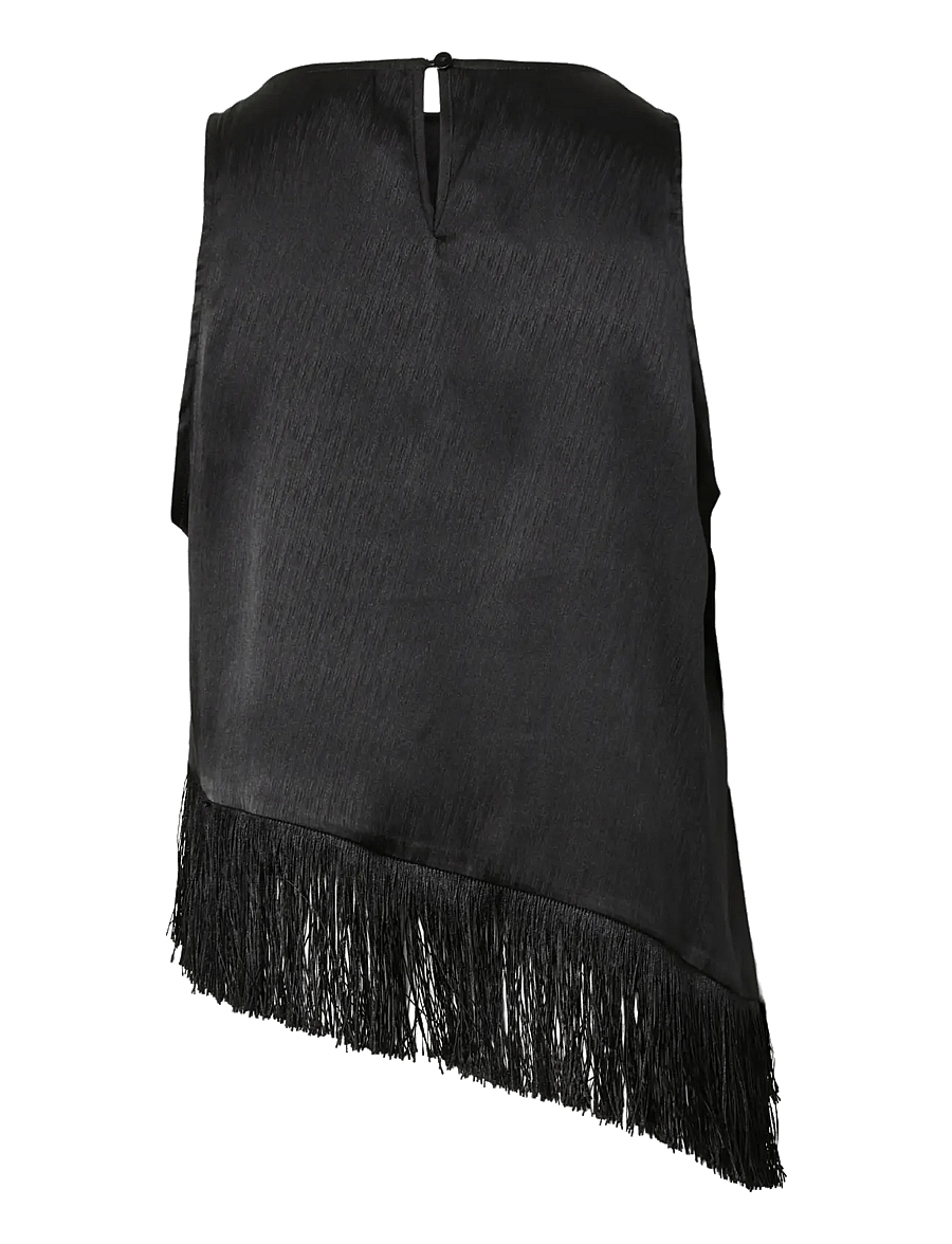 Pieces - PCANNE SL FRILL TOP WVN D2D - sleeveless blouses - black - 1