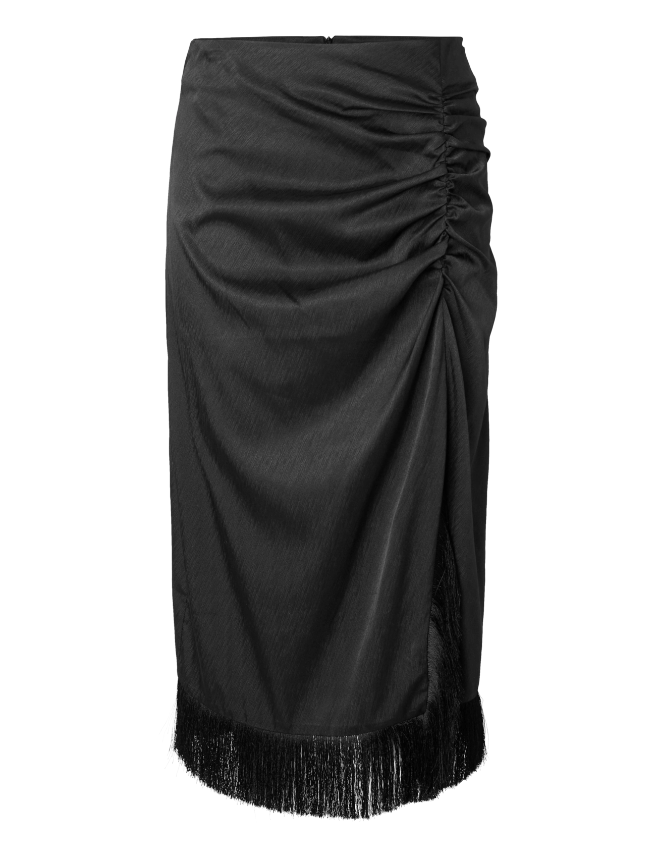 Pieces PCANNE MW FRILL MIDI SKIRT WVN D2D - Midi skirts - BLACK / black