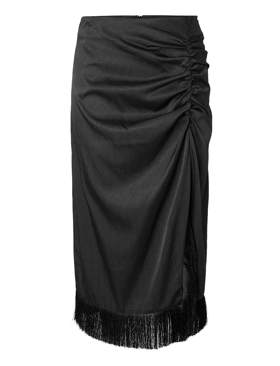 Pieces - PCANNE MW FRILL MIDI SKIRT WVN D2D - midi skirts - black - 0