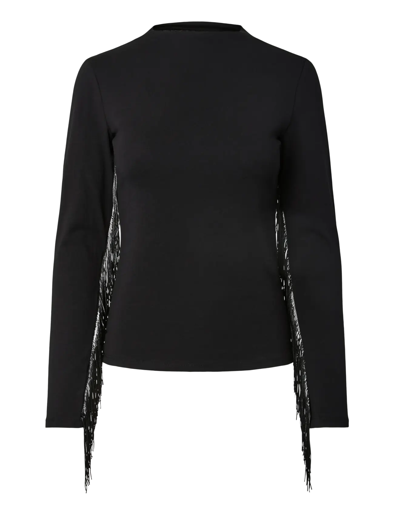 Pieces PCOLLIE LS O-NECK FRILLS TOP JRS D2D - Blusar & Skjortor - BLACK / black