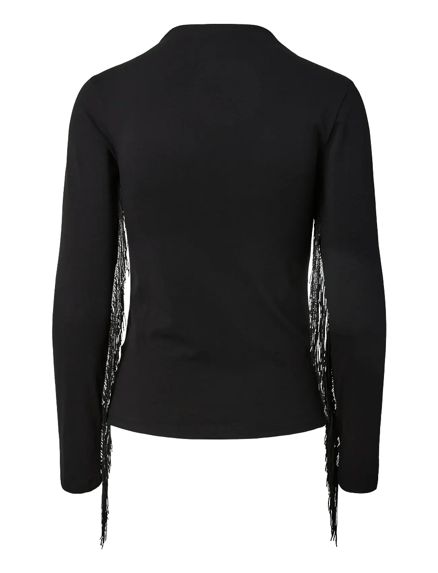 Pieces - PCOLLIE LS O-NECK FRILLS TOP JRS D2D - black - 1