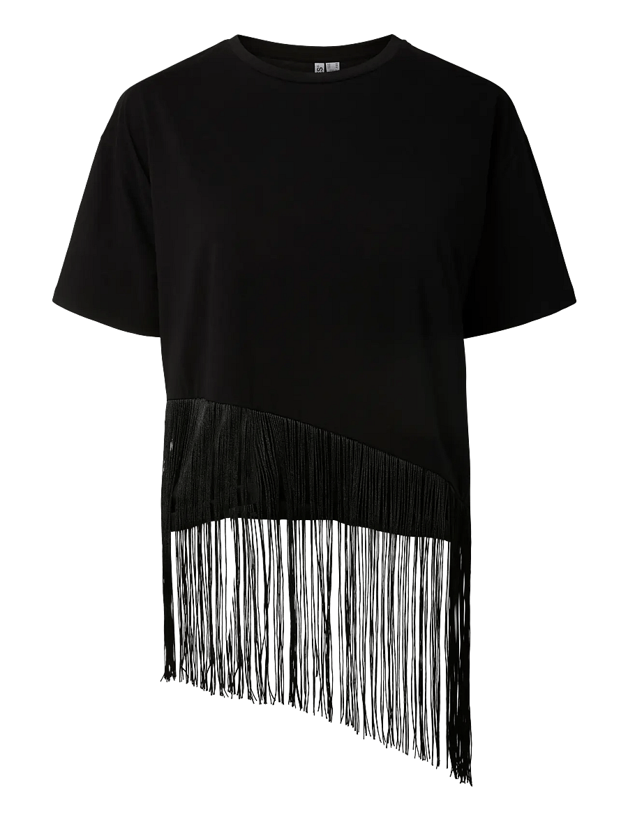 Pieces - PCOLLIE SS O-NECK FRILLS T-SHIRT JRS D2D - t-shirts - black - 1