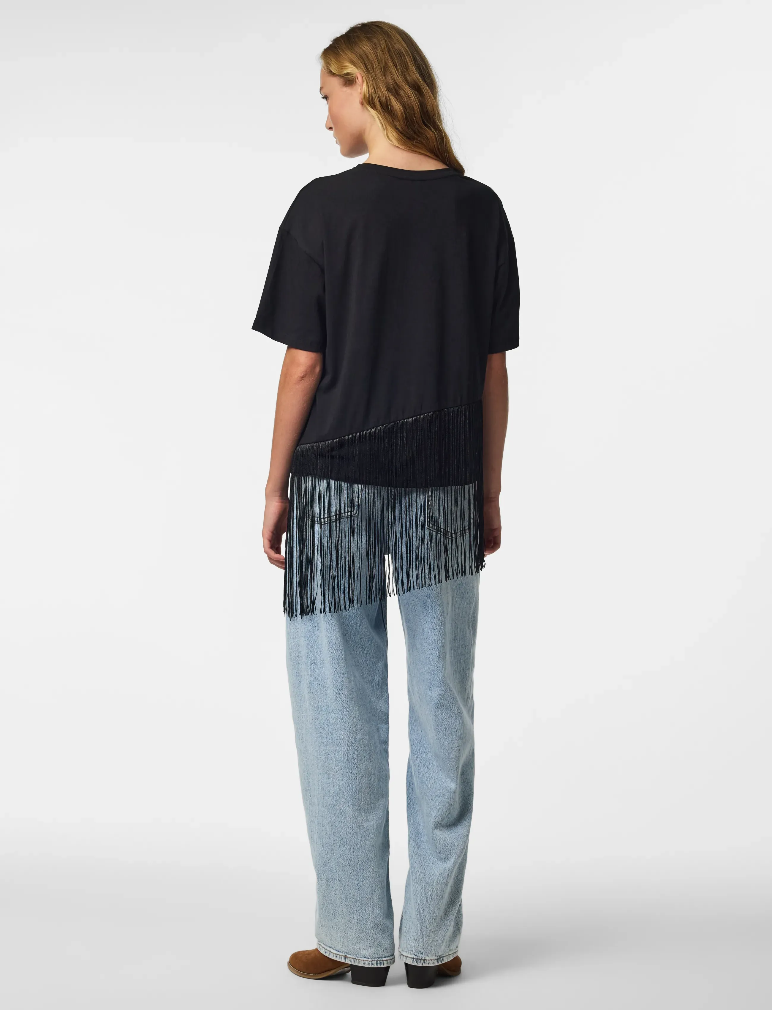 Pieces - PCOLLIE SS O-NECK FRILLS T-SHIRT JRS D2D - black - 3