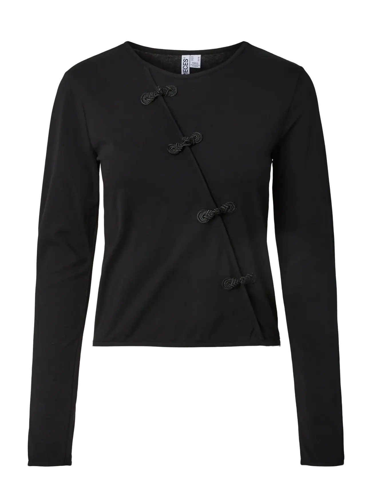 Pieces PCOLIVIA LS DETAILED TOP JRS D2D - Blusar & Skjortor - BLACK / black